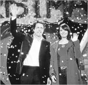 ??  ?? Hugh Grant as the Prime Minister and Martine McCutcheon as Natalie, in the beloved rom-com “Love Actually.”