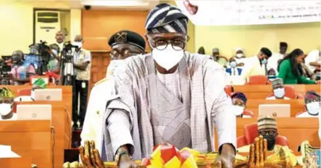  ?? ?? Governor Babajide Sanwo-Olu of Lagos State presented the 2022 Budget Estimates to the State House of Assembly at the Assembly Complex, Alausa, Ikeja, Lagos, recently.