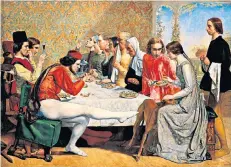  ??  ?? Dinner parties through the ages: John Everett Millais’s Lorenzo and Isabella, left, and a shot from the 1977 TV play Abigail’s Party, show the changing face of social dining