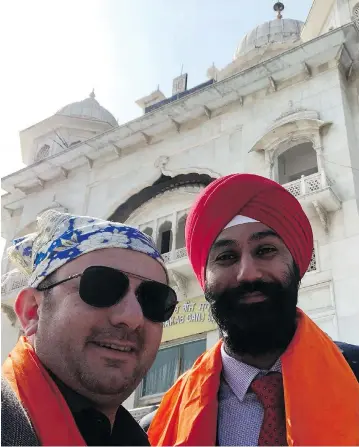  ?? FACEBOOK ?? Raj Grewal, right, is seen with Yusuf Yenilmez, CEO of Zgemi Inc., for whom Grewal helped secure an invitation to attend events in India, during the prime minister’s trip to India in February.
