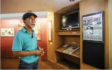  ?? ?? Bonifacio Ilagan sharing his experience of the Martial Law era during an interview at a museum honouring people who took part in the struggle against former Philippine dictator Ferdinand Marcos in the 1970s, in Quezon City, suburban Manila.