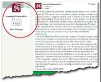  ?? ?? Su Linkedin
Il post apparso sul profilo ufficiale del Senato sul social network «Linkedin», nato per far incontrare domande e offerte di lavoro