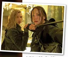  ??  ?? Let’s hear it for the girls: Kate Winslet in The Dressmaker and Natalie Dormer and Jennifer Lawrence (above right) in the finale of The Hunger Games