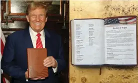  ?? ?? Donald Trump is selling an edition of the Bible. Composite: Guardian Design