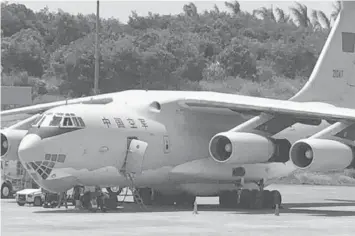  ?? FILe PHOtO ?? The Facebook post of Jose Antonio Custodio shows a Chinese military aircraft which was spotted at the Davao City Internatio­nal Airport in the past month.