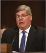  ?? (AP/Harry Hamburg) ?? Robert R. Summerhays, President Donald Trump’s nominee for District Judge for the Western District of Louisiana, gives testimony during a U. S. Senate Judiciary Committee Hearing on Capitol Hill in Washington on April 11, 2018.