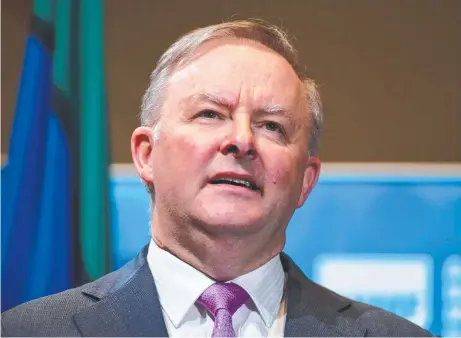  ?? Picture: AAP Image/Erik Anderson ?? ON THE ATTACK: Federal Opposition Leader Anthony Albanese spent a lot of time worrying about incorrect figures this week. The reponse by some can be likened to what’s happening to President Donald Trump in the US.
