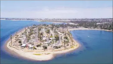  ?? John Gibbins San Diego Union-Tribune ?? DE ANZA COVE mobile home park on Mission Bay has closed, giving San Diego an opening to restore marshland, environmen­talists say. One proposal calls for 200 acres of marshland, more than double the city proposal.