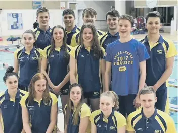  ?? Pictured is the COPS British Championsh­ip squad who will be competing in Edinburgh this weekend. From the left they are, back, Myles Robertson-Young, Tom Wiggins, Jamie Scholes, Matt Grey, middle, Eve Wright, Kenzie Whyatt, Mia Leech, Herbie Kinder, Henry ??