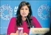  ??  ?? ■
IMF chief economist Gita Gopinath has indicated that India’s growth projection is likely to be sharply revised downward. BLOOMBERG FILE