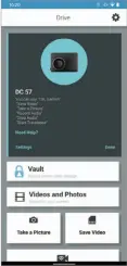  ??  ?? Garmin’s Drive app can be used to adjust settings, check the live view, and upload videos to the company’s Vault temporary online storage.