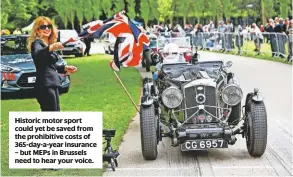  ??  ?? Historic motor sport could yet be saved from the prohibitiv­e costs of 365-day-a-year insurance – but MePs in Brussels need to hear your voice.