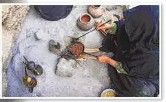  ??  ?? Top: Umm Maryam, 62, from Al Mazroui tribe prepares a snack.