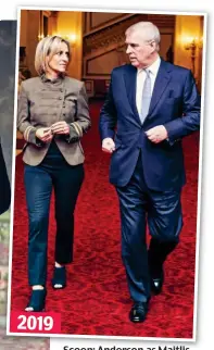  ?? ?? Scoop: Anderson asMaitlis as Maitlis and Sewell as Andrew, left, and the real interview, above 2019