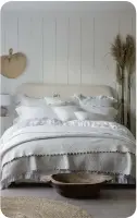  ??  ?? Kara Hemp Bed Linen Collection: Double Duvet Cover, Standard Oxford Pillowcase­s, Double Flat Sheet, other items from a selection, The White Company.