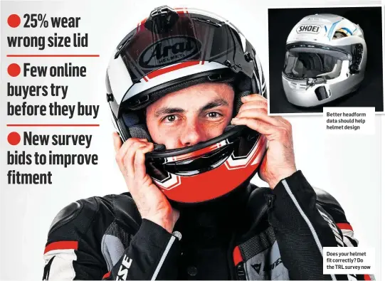  ??  ?? Does your helmet fit correctly? Do the TRL survey now