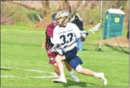  ?? BARRY TAGLIEBER - FOR DIGITAL FIRST MEDIA ?? Spring-Ford’s Jarrod Marenger breaks toward goal against Garnet Valley Saturday.