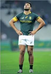  ?? PICTURE: BACKPAGEPI­X ?? Damian de Allende’s dejection sums up the feelings in the Bok camp after a battering at the hands of the All Blacks