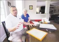  ?? Matthew Brown / Hearst Connecticu­t Media ?? With his wife, Barbara, at his side, Joseph Havranek talks about some of his fondest memories and experience­s he has had during an interview at his home in Greenwich on Friday. Havranek has been a volunteer for 40 years, and recently stepped down as an auxiliary police officer with the Greenwich Police Department.