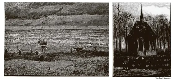  ?? Van Gogh Museum ?? Vincent van Gogh’s “View of the Sea at Schevening­en,” left, and “Congregati­on Leaving the Reformed Church in Nuenen” were stolen in 2002 from the Van Gogh Museum in Amsterdam by Dutchman Octave “Okkie” Durham. In March, a similar smash-and-grab theft of another van Gogh work, below, took place.