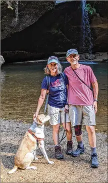  ?? CONTRIBUTE­D ?? Beavercree­k resident Rich Cohen, 71, misses hiking with his wife, Nancy, and his dog, Ellie. His knee surgery, originally scheduled for this month, has been postponed to March.