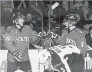  ?? MARISSA BAECKER/Getty Images ?? Former Saskatoon Contact Rourke Chartier, left, was productive last season with the Kelowna Rockets, tallying 58 points in 72 games. He’s been even better this season.