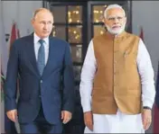  ??  ?? ■ PM Narendra Modi and Russian President Vladimir Putin earlier in October stressed that militaryte­chnical cooperatio­n was an important pillar of the two sides’ strategic partnershi­p. PTI FILE