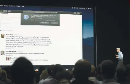  ?? AP FOTO / MARCIO JOSE SANCHEZ ?? BRIEFING. Apple senior vice president of software engineerin­g Craig Federighi holds a briefing on Apple’s new products at the Apple Worldwide Developers Conference.