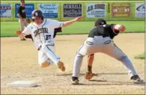  ?? AUSTIN HERTZOG — DIGITAL FIRST MEDIA ?? Conestoga’s Alex Snyder (23) slides into third base ahead of the tag of Boyertown third baseman Shayn Horrocks during a District 1 class 6A quarterfin­al Friday.