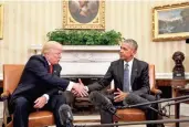  ??  ?? President elect Donald Trump and President Barack Obama met Nov. 10.