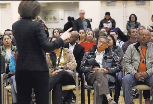  ?? CHRISTIAN K. LEE/LAS VEGAS REVIEW-JOURNAL @CHRISKLEE_JPEG ?? U.S. Sen. Catherine Cortez Masto speaks about about immigratio­n rights during a Nevada Hispanic Legislativ­e Caucus event Saturday at the East Las Vegas Community Center.