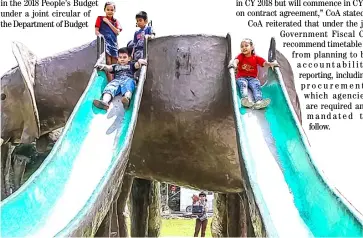  ??  ?? Weekend delight Bright sunny weather over the weekend allowed these kids to enjoy a slide at a fun park in Quezon province.