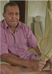  ?? Photo: Simione Haravanua ?? Nakelo villager Aca Simolo, 60, explains the history behind the war dances that will be performed for the Duke and Duchess of Sussex today.