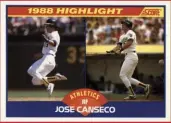  ??  ?? This 1989 Score Highlights card details Jose Canseco’s historic performanc­e the year before.