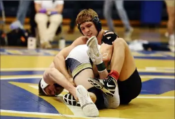  ?? Marc Billett/Tri-State Sports & News Service ?? Pine-Richland's Cole Spencer is the top seed at 160 pounds at Saturday's Class 3A super regional tournament at Altoona High School. Spencer (20-1), a two-time PIAA medal winner, won his second WPIAL title last Saturday, 3-1, against Norwin's Chase Kranitz.