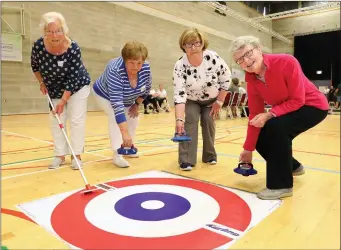  ??  ?? Kurling tournament team in action during the annual Senior Sports Fest in the Knocknarea Arena.