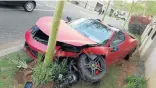  ?? Picture: TWITTER ?? STUMPED: This Ferrari was one of the luxury cars in Peter Sebiloane’s collection — but he allegedly crashed it into a tree on a golf estate last year