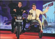  ?? PROVIDED TO CHINA DAILY ?? Hong Kong action movie star Jackie Chan (right) and Indian Bollywood actor Sonu Sood attend a promotiona­l event for the film Kung Fu Yoga in Mumbai, India, in January.