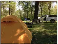  ?? (Arkansas Democrat-Gazette/Bryan Hendricks) ?? Arkansas wildlife management areas have plenty of undevelope­d campsites, like this one at Madison County WMA, that make secluded bases for squirrel hunters and deer hunters in the fall.