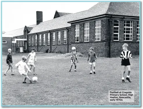  ??  ?? Football at Cragside Primary School, High Heaton, Newcastle, early 1970s