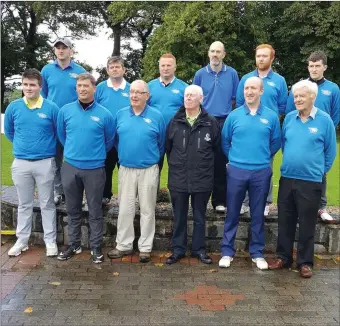  ??  ?? Tubbercurr­y’s Golfers won a second Connacht title. Front row from left: Dylan Craig, David McQuillan, Charlie Scanlon, Jim McGovern chairman of Connacht branch Golfing Union of Ireland, Mark Burke team captain and Gerry Hannigan club captain. Back row:...