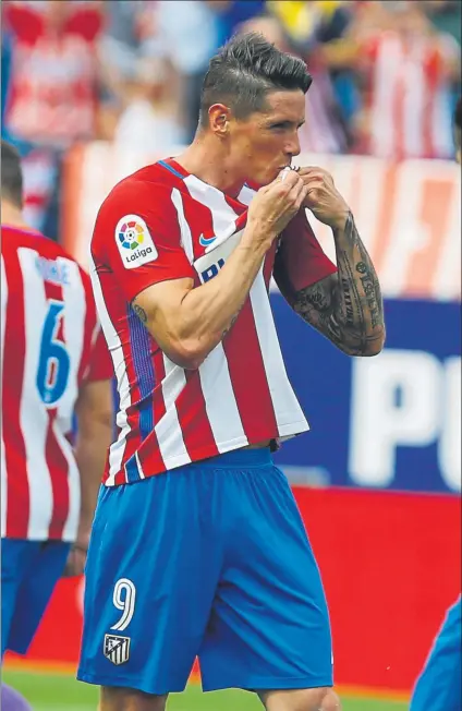  ??  ?? Fernando Torres, puro sentimient­o colchonero en el primer equipo rojiblanco