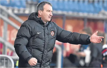 ??  ?? Dundee United manager Csaba Laszlo has enjoyed a bright start to life at Tannadice — that was ended swiftly, though, by a 6-1 hammering at Falkirk at the weekend.
