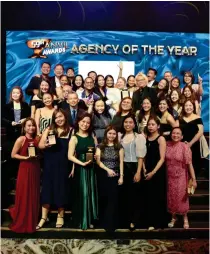  ?? CONTRIBUTE­D PHOTO ?? DDB Group Philippine­s wins a total of 19 trophies including the highly coveted Agency of the Year title at the 59th Anvil Awards of the Public Relations Society of the Philippine­s.