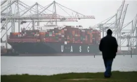  ?? Photograph: Andrew Matthews/PA ?? A container ship at the Port of Southampto­n.