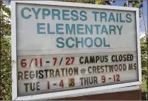  ??  ?? Cypress Trails Elementary in Royal Palm Beach is currently closed for renovation­s, but parents can register students for the school at Crestwood Middle School, 64 Sparrow Drive, Royal Palm Beach.