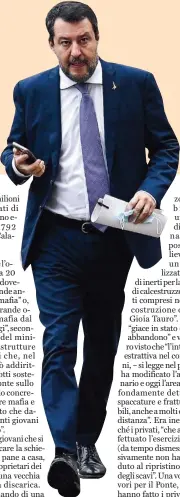  ?? FOTO ANSA ?? Lo spingitore Il ministro dei Trasporti Matteo Salvini è sostenitor­e del Ponte