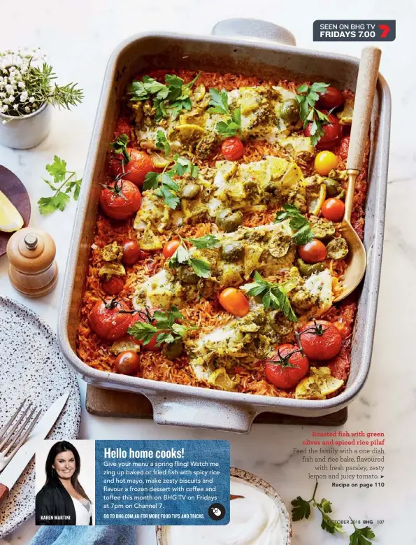 Roasted fish with green olives and spiced rice pilaf PressReader