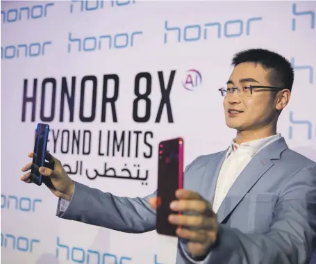  ?? Honor ?? Chris Sunbaigong, president of Honor MEA, during the launch of the 8X smartphone in Dubai