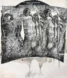  ??  ?? Samson Koláž z let 1969–70 se představí v rámci výstavy Veselého grafické tvorby v Galerii Millennium. Repro: Archiv Aleše Veselého